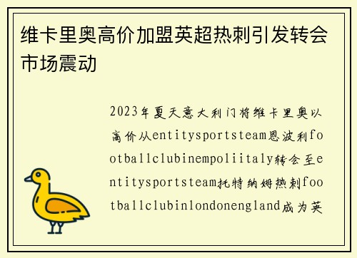 维卡里奥高价加盟英超热刺引发转会市场震动